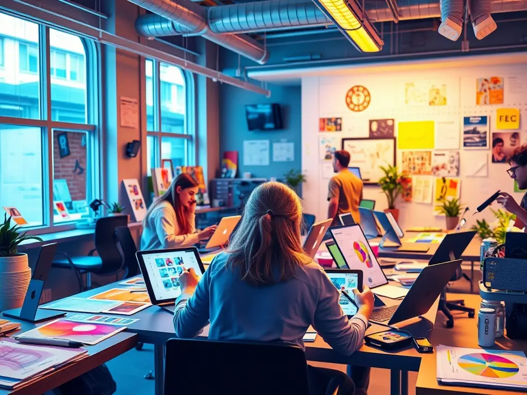 A creative transformation workshop where artists are repurposing old scenographic elements into new art installations, highlighting ARTSTOCK's commitment to artistic innovation and sustainability.